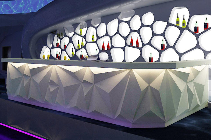 White Creative Solid Surface Corporate Front Desk in acrylic solid surface for custom B2B project furniture
