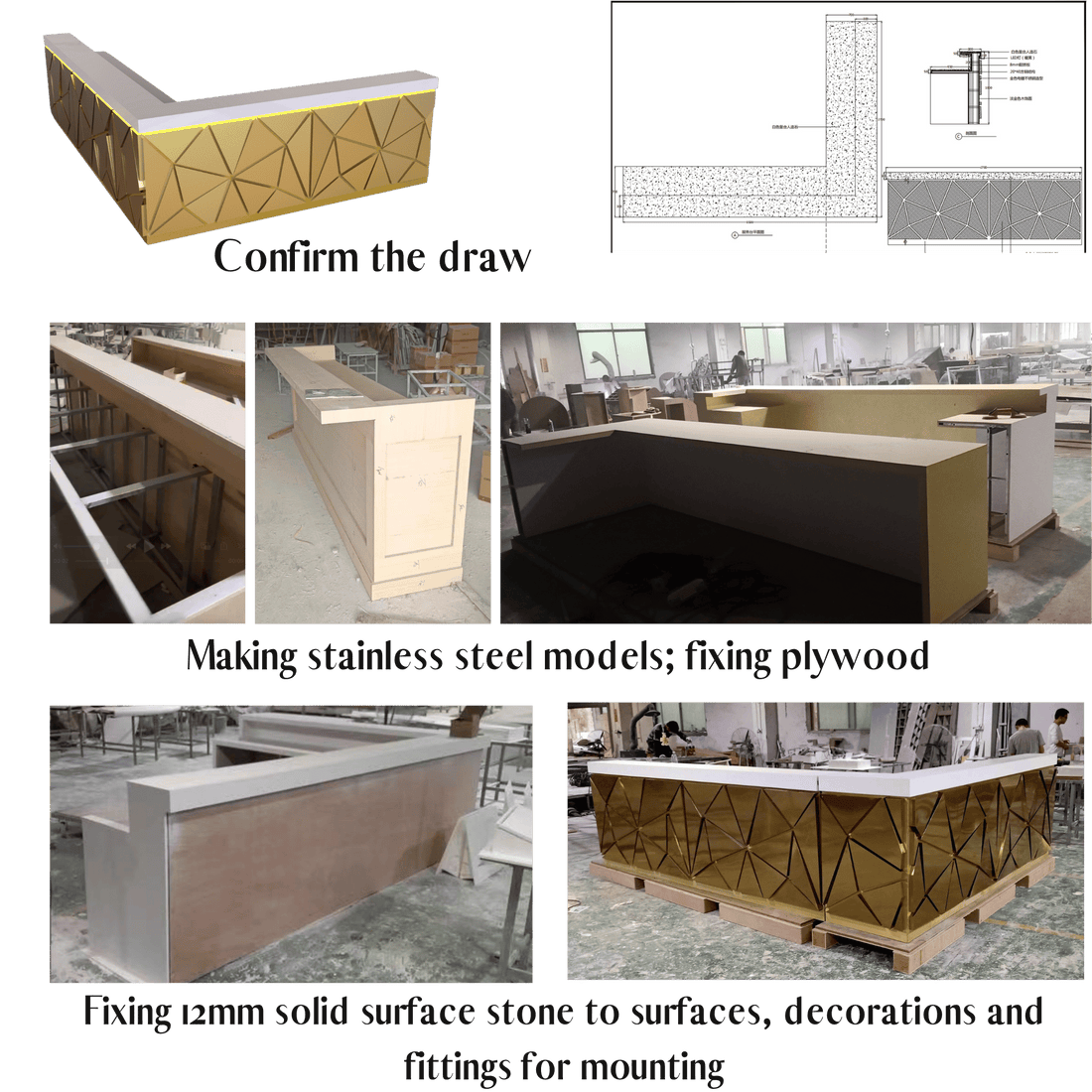 bar counter custom detial structure gold bar
