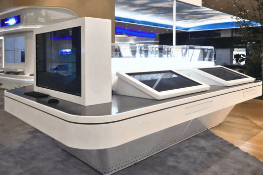 Product reference: custom airport check-in counter used to illustrate pre-production coordination points