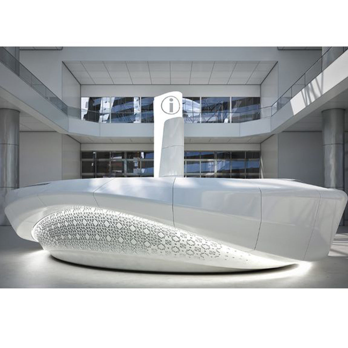 White Curved Reception Desk Design Reference