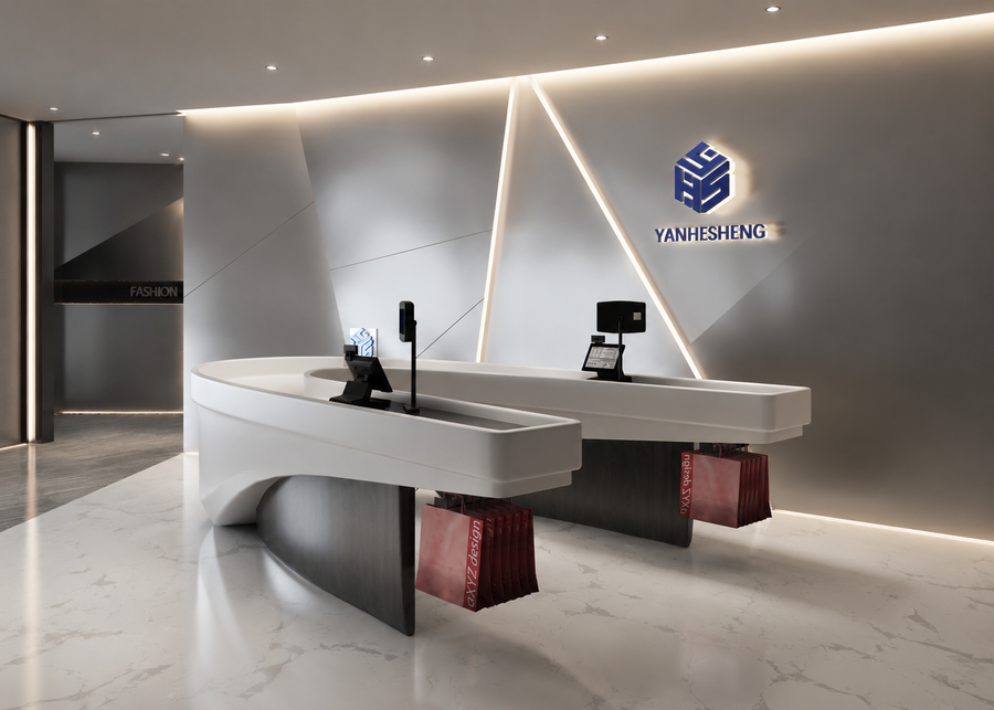Custom solid surface reception desks
