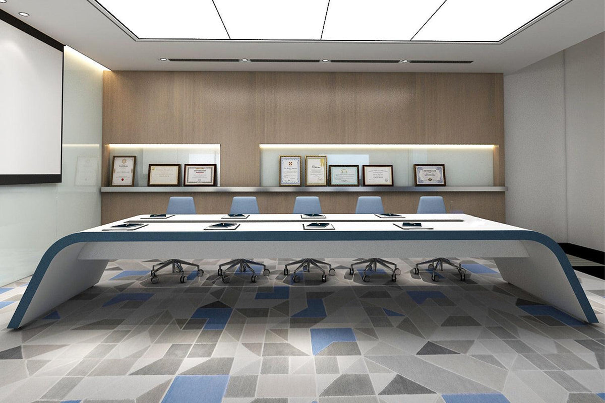 Long Solid Surface Conference Table for Creative Meeting Rooms in acrylic solid surface for custom B2B project furniture