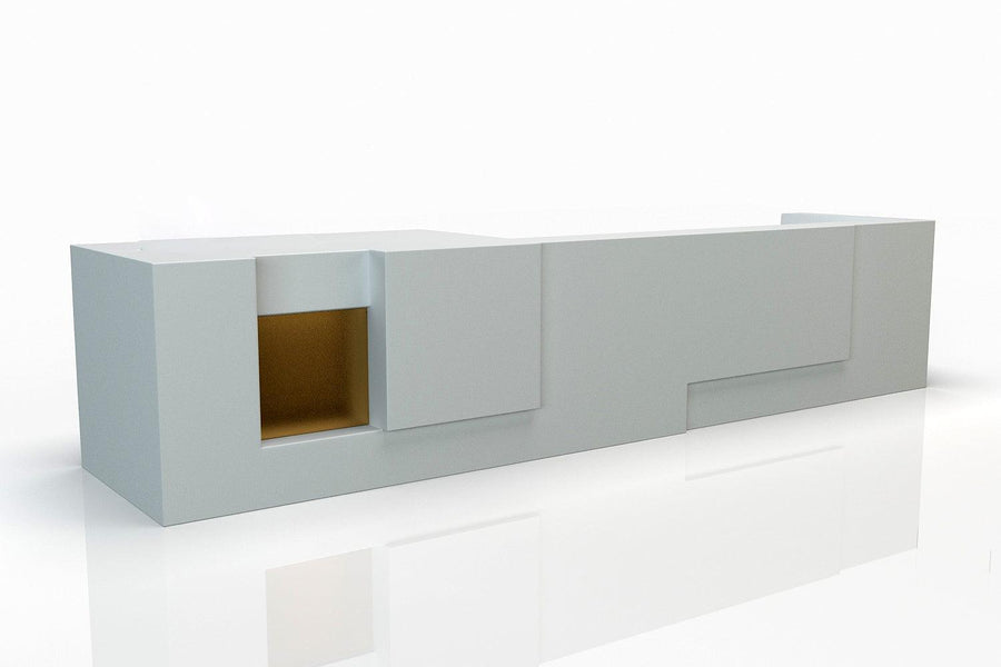 Gray Rectangular Solid Surface Reception Counter for Offices