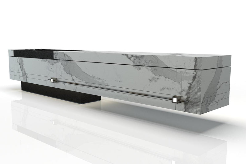 Gray Marble Rectangular Solid Surface Reception Desk in acrylic solid surface for custom B2B project furniture