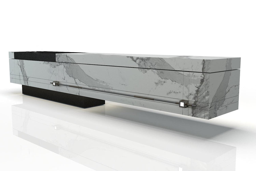 Gray Marble Rectangular Solid Surface Reception Desk