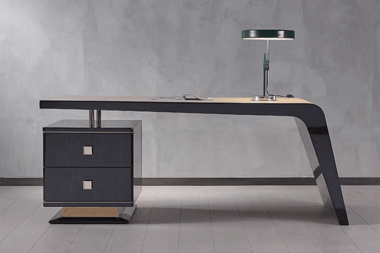 YHS Custom solid surface stone Manager Desk Black Creative Shaped