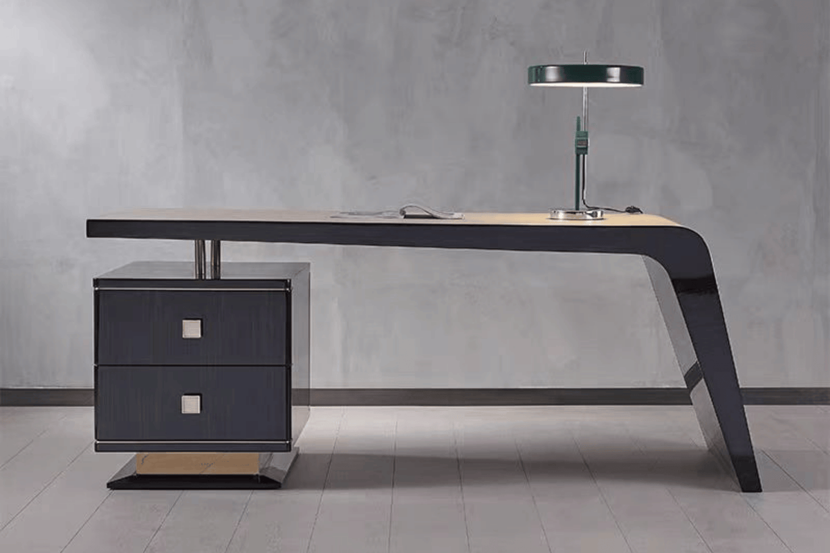 Black Creative Solid Surface Manager Desk for Executive Offices in acrylic solid surface for custom B2B project furniture