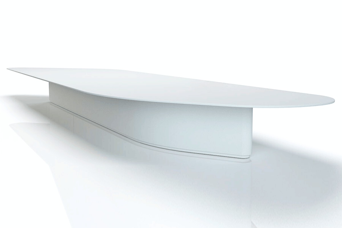 Large White Solid Surface Conference Table for Office Projects in acrylic solid surface for custom B2B project furniture