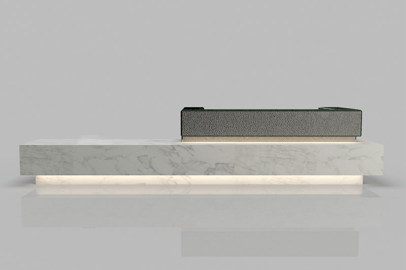 Gray Marble Solid Surface Reception Desk for Commercial Interiors in acrylic solid surface for custom B2B project furniture