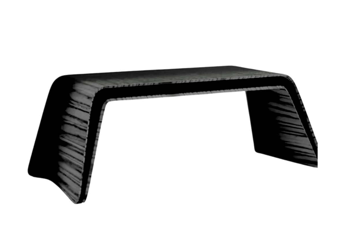 Side view of black solid surface executive desk for modern manager offices with seamless acrylic solid surface finish