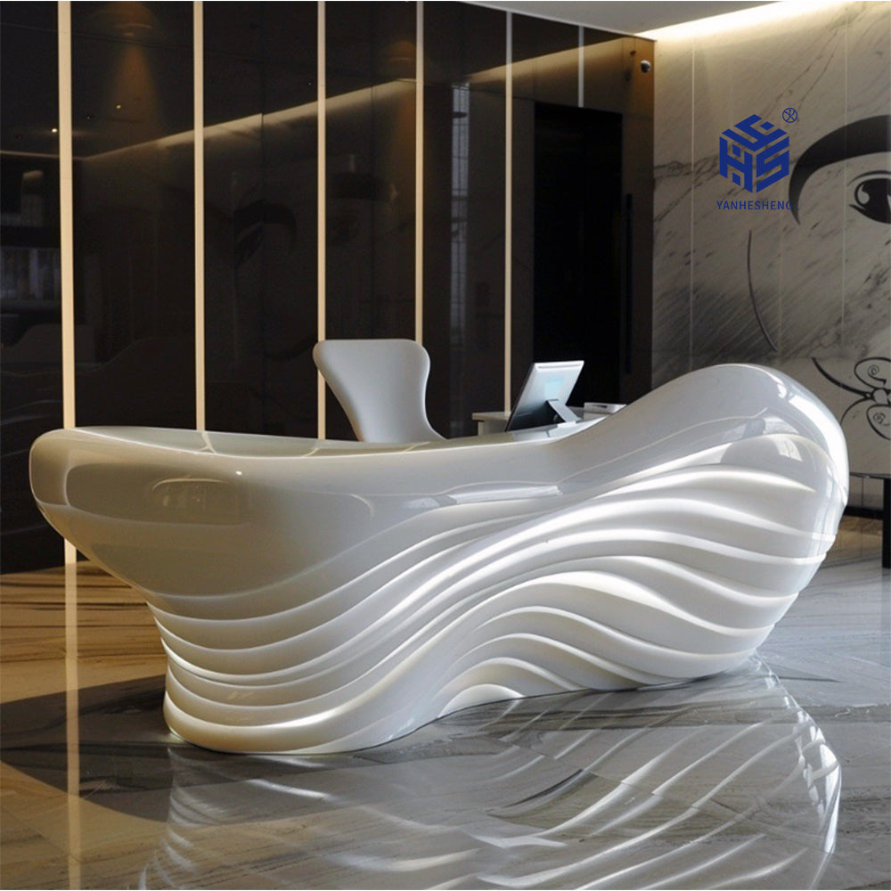White Design Sense Solid Surface Executive Desk for Office Projects in acrylic solid surface for custom B2B project furniture