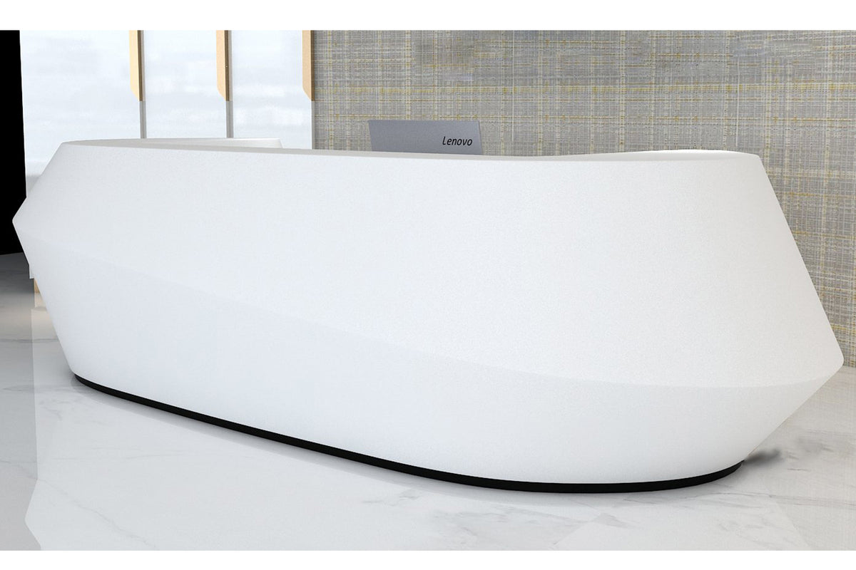 Round White Solid Surface Reception Desk for Office Lobby Projects in acrylic solid surface for custom B2B project furniture