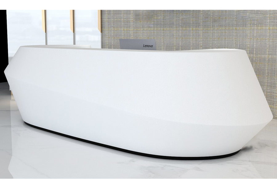 Round White Solid Surface Reception Desk for Office Lobby Projects in acrylic solid surface for custom B2B project furniture