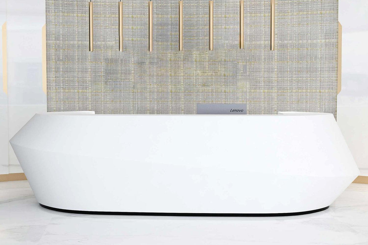 Simple White Solid Surface Reception Desk for Offices in acrylic solid surface for custom B2B project furniture
