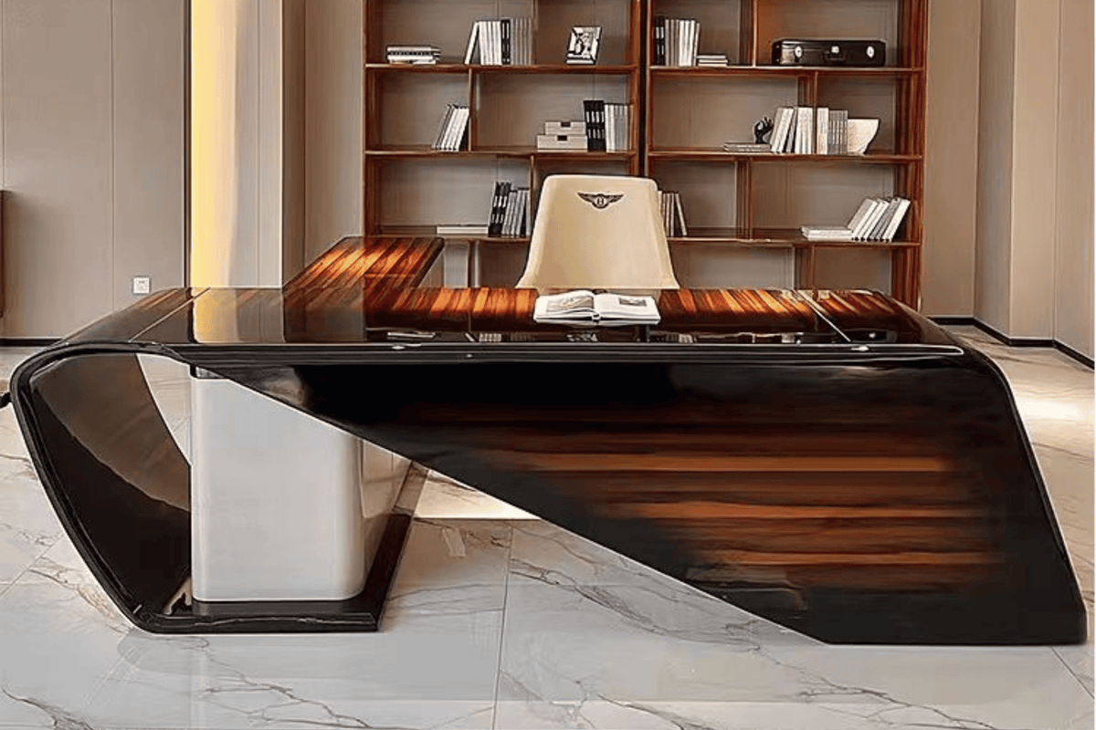 Light Luxury Solid Surface Manager Desk for Executive Offices in acrylic solid surface for custom B2B project furniture