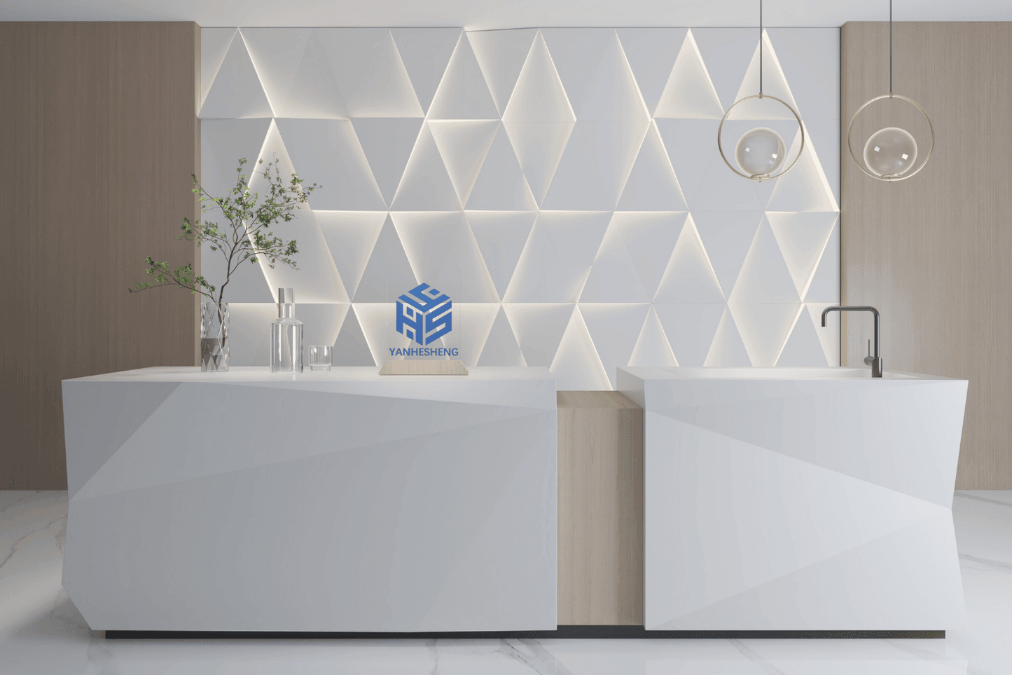 YHS Custom Center Island Counter Kitchen Bar White Modern Design
