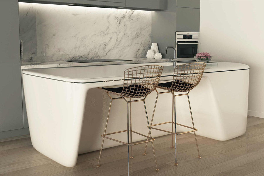 Modern White Solid Surface Kitchen Island Counter