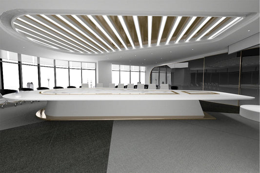 YHS solid surface Oval shape office large conference table White