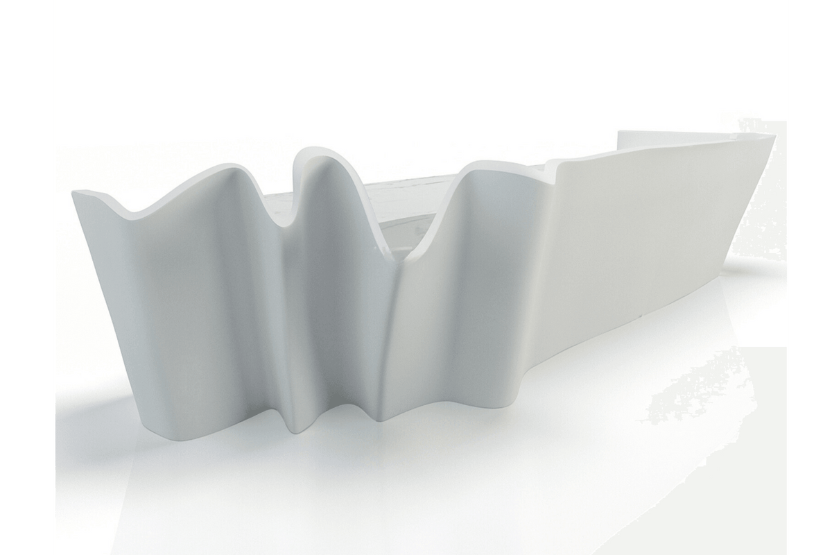 Curved White Solid Surface Reception Desk for Modern Lobbies in acrylic solid surface for custom B2B project furniture