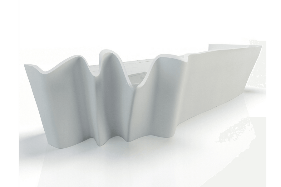 Curved White Solid Surface Reception Desk for Modern Lobbies