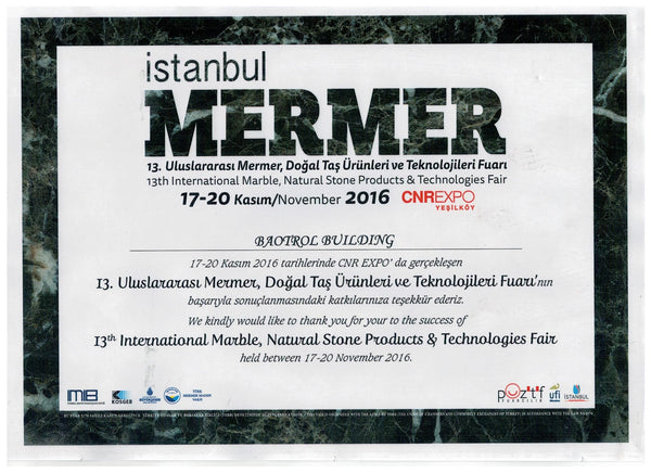 Istanbul International Marble Fair Participation Record – 2016
