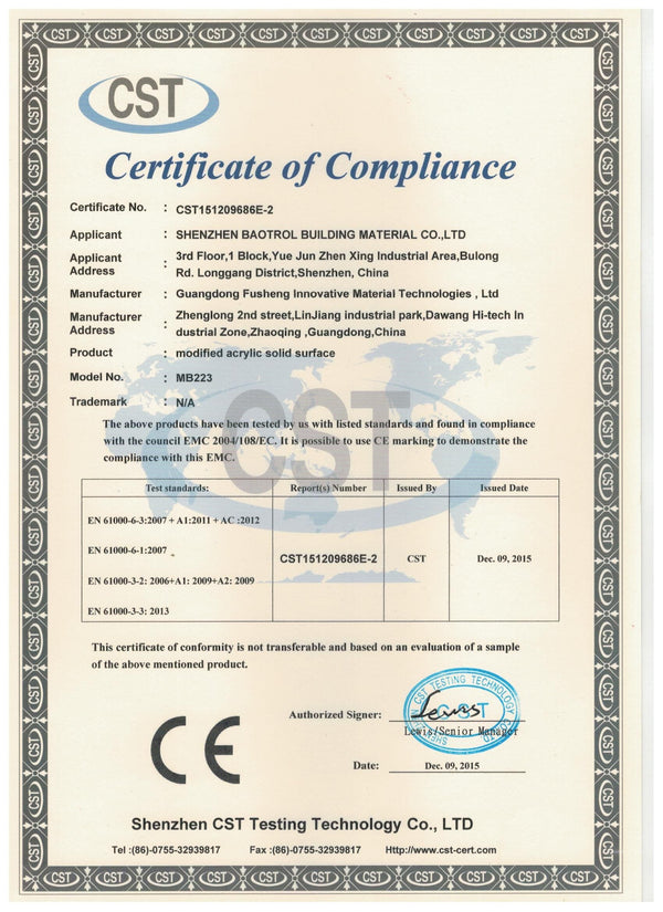 Certificate of Compliance – Scope to Be Verified