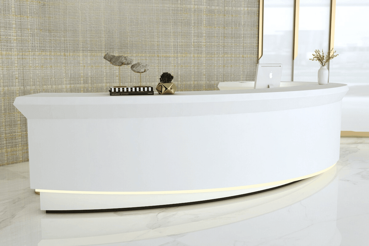 YHS Reception Desk White Modern design half round office use