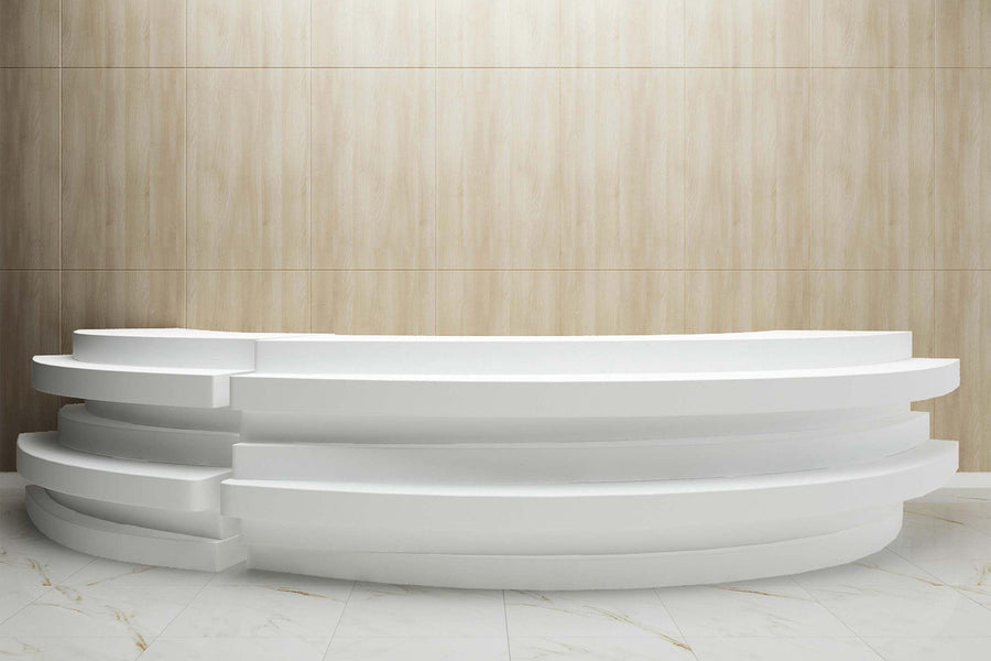 Factory Custom Half-Round Solid Surface Reception Counter in acrylic solid surface for custom B2B project furniture