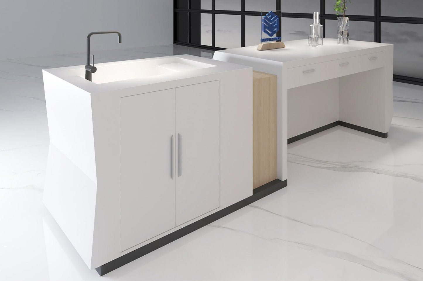 YHS buffer counter diamond for kitchen island white