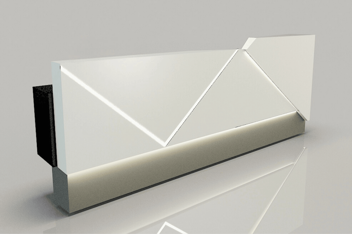 LED Solid Surface Reception Desk for Premium Company Lobbies in acrylic solid surface for custom B2B project furniture