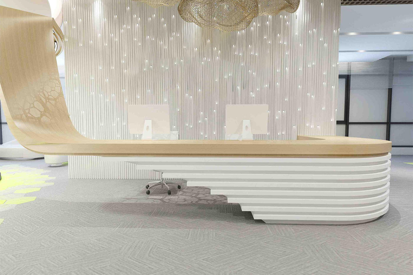 YHS Custom solid surface stone Reception Desk Ideas White
