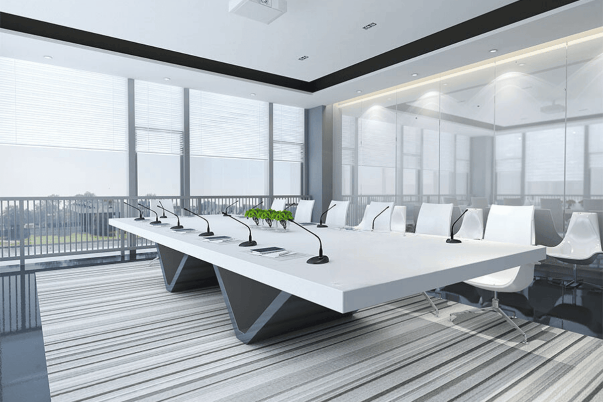Four-Meter Solid Surface Conference Table for Modern Offices in acrylic solid surface for custom B2B project furniture
