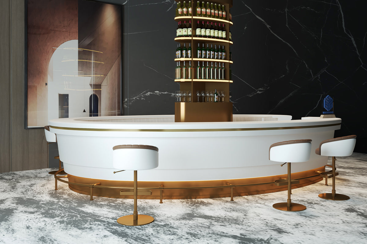Round solid surface counter for a restaurant or foodservice project