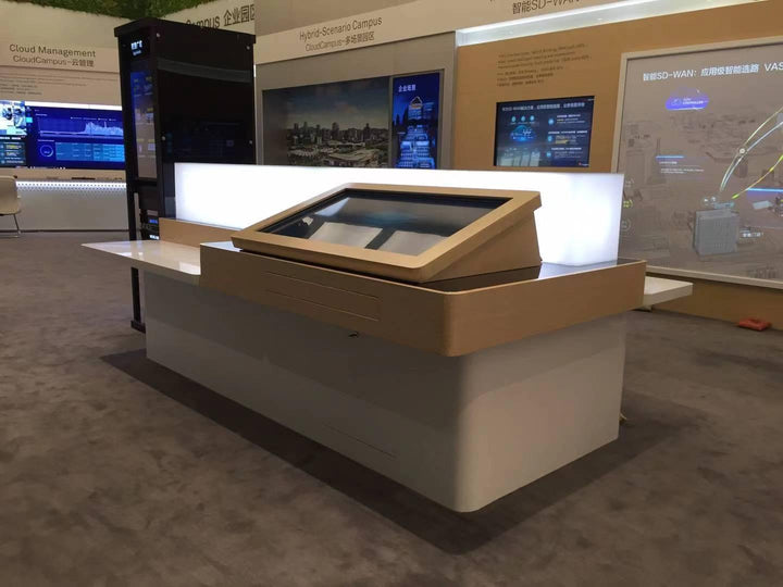 Scratch-Resistant Solid Surface Airport Check-In Counter in acrylic solid surface for custom B2B project furniture