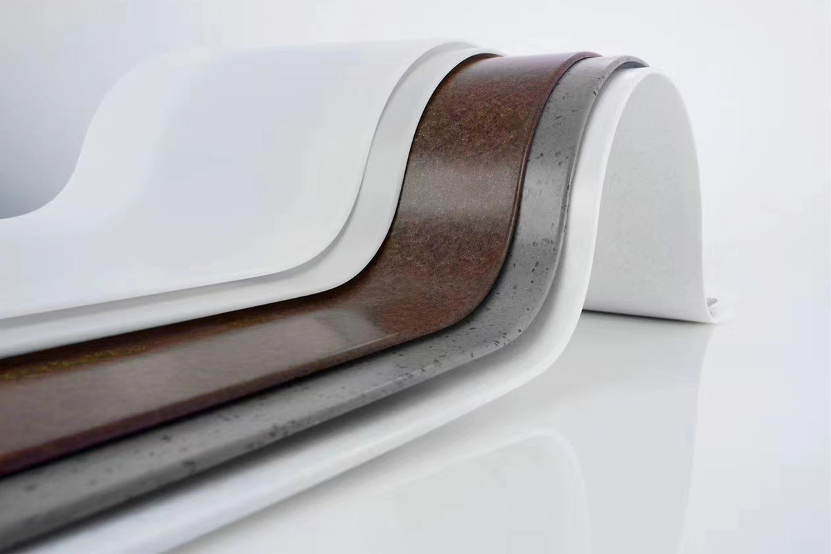 Acrylic solid surface material samples for custom commercial furniture