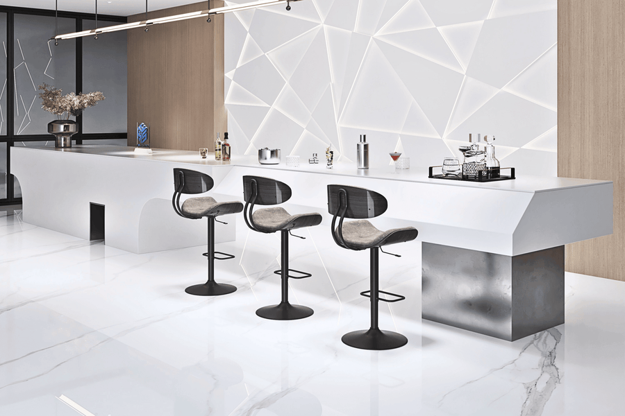 Grey Solid Surface Kitchen Island Counter for Luxury Interiors