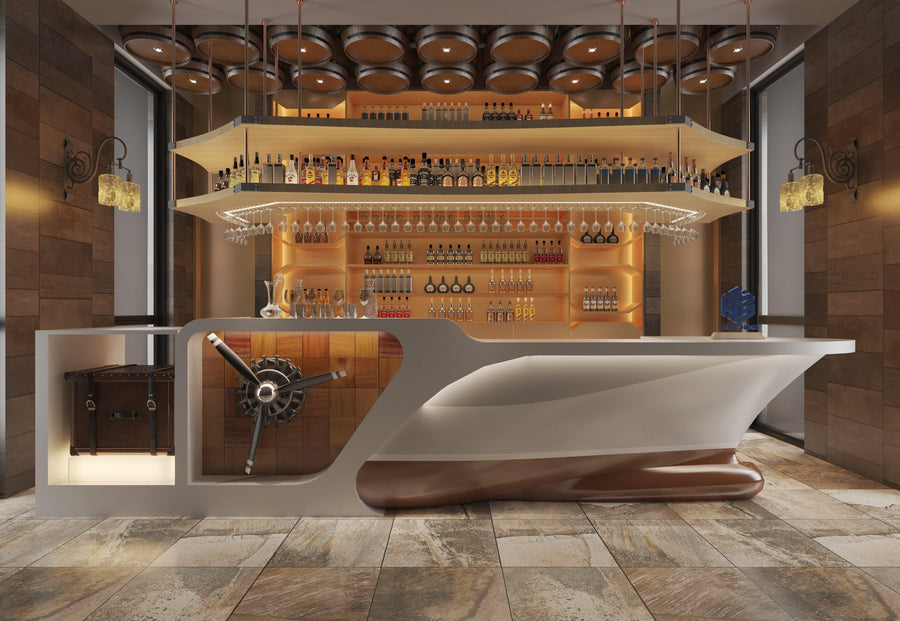 Arc Solid Surface Coffee Shop Bar Counter