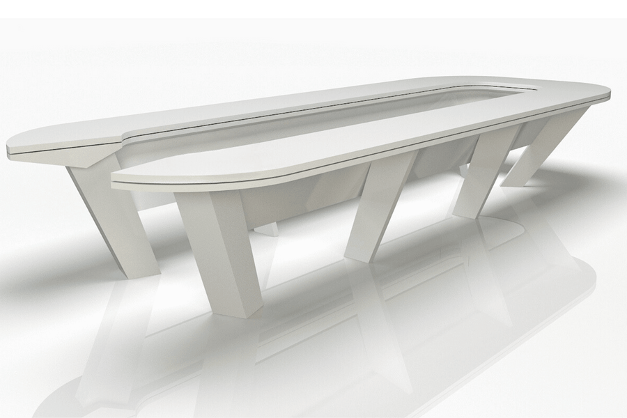 Oval White Solid Surface Conference Table for 12-Person Meetings