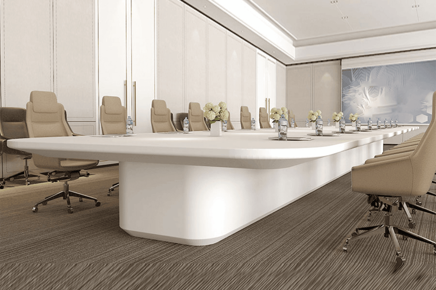 new design conference table white solid surface stone matt luxury offce table and chair