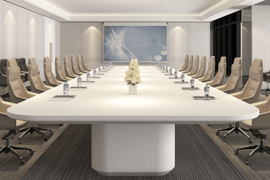 Luxury White Solid Surface Conference Table for Modern Offices