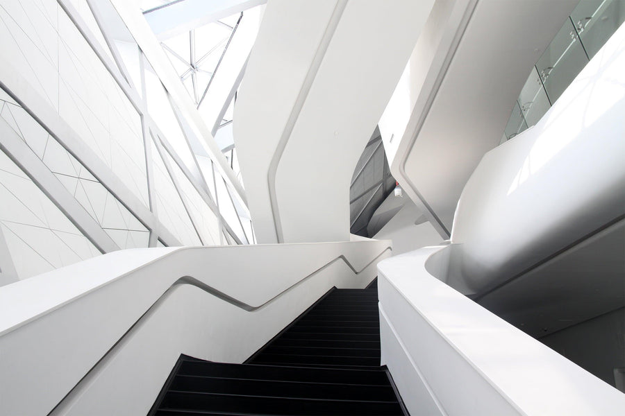 Matte White Solid Surface Spiral Staircase