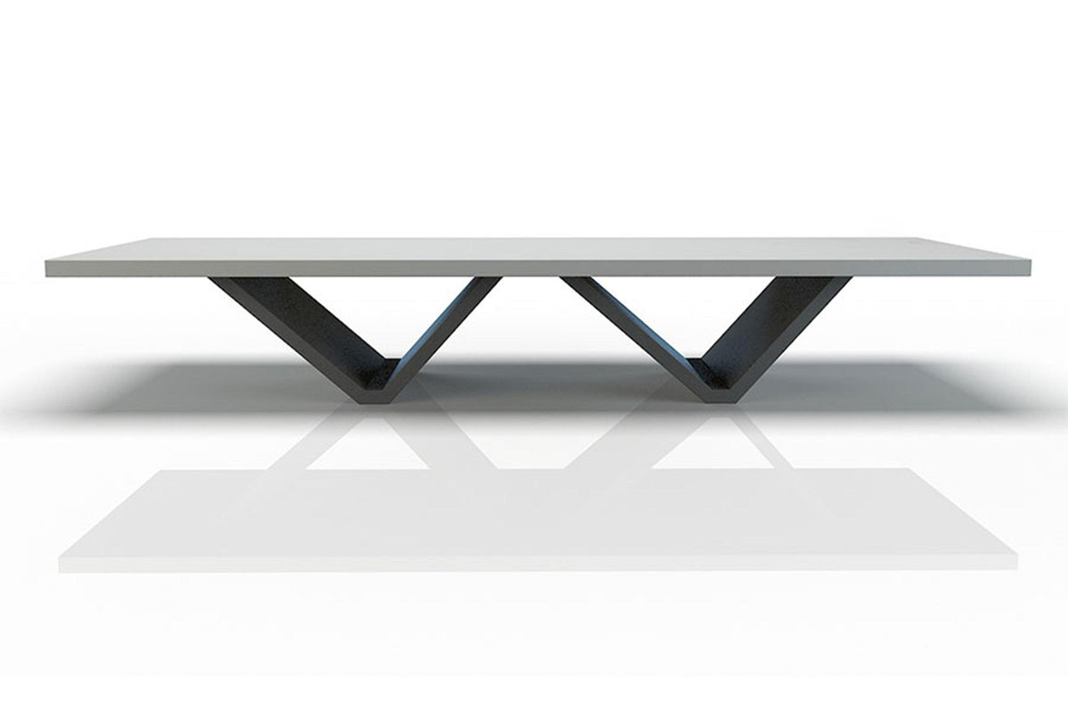 Side view of four-meter solid surface conference table for modern offices with seamless acrylic solid surface finish