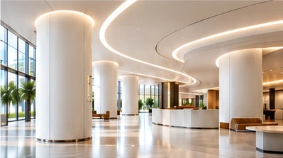 Concept illustration of architectural elements in a commercial lobby