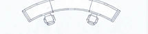 Layout concept; not a dimensional drawing.. Curved plan for healthcare furniture planning; not a verified project or product specification.