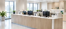 Concept illustration. Straight for healthcare furniture planning; not a verified project or product specification.